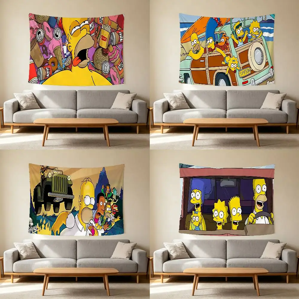 The S-Simpsons Wall Hanging Tapestry Wall Hanging Psychedelic Hippie Tapestry Bedroom Decoration