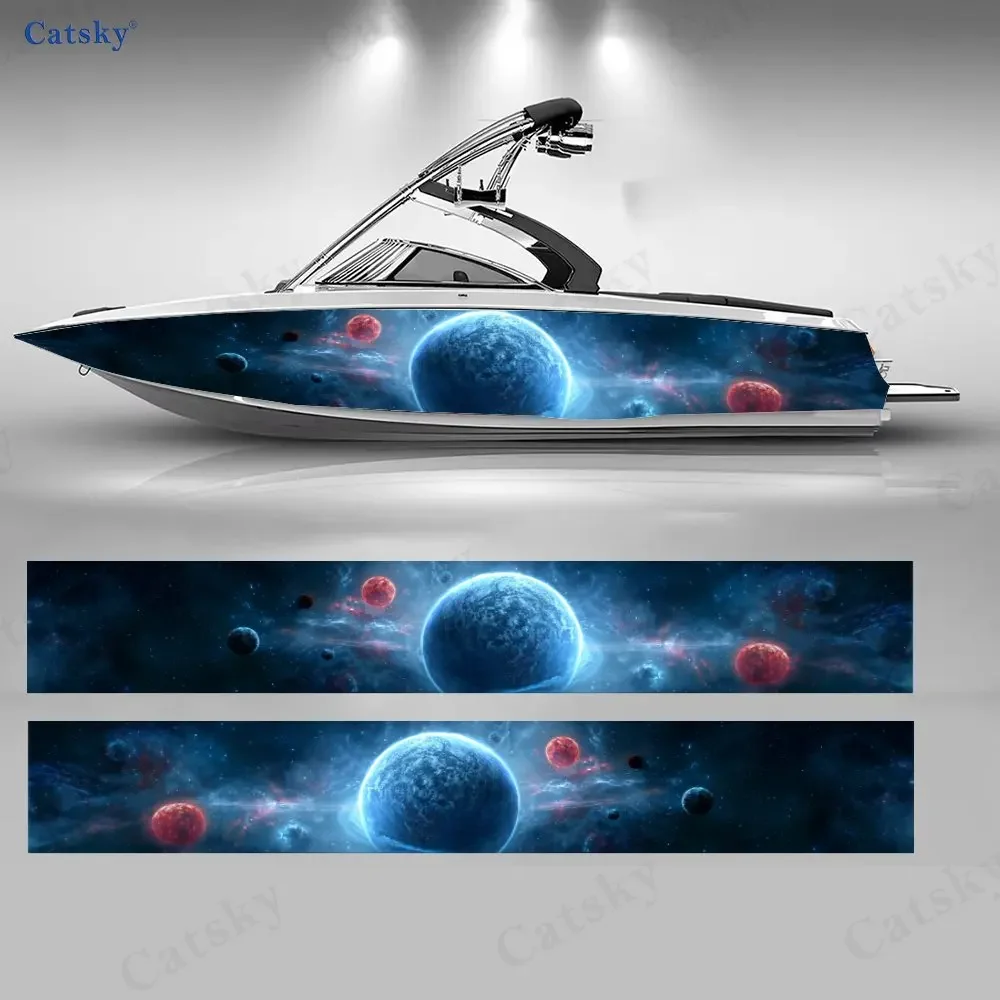 Cosmic Trendy Realm Galactic Planet Mysterious Boat Sticker Vinyl Ship Pontoon Deck Boat Fishing Decorative Pontoon Boats Decal
