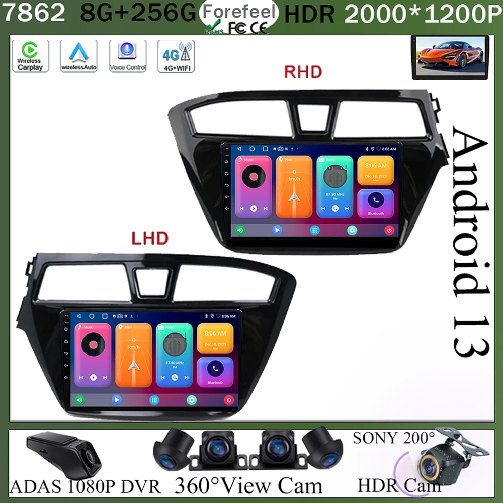 Caplay Android For Hyundai I20 LHD 2015 2016 2017 2018 Compatible With Europe Model GPS ISP Car Radio Bluetooth Auto BT NO 2 DIN