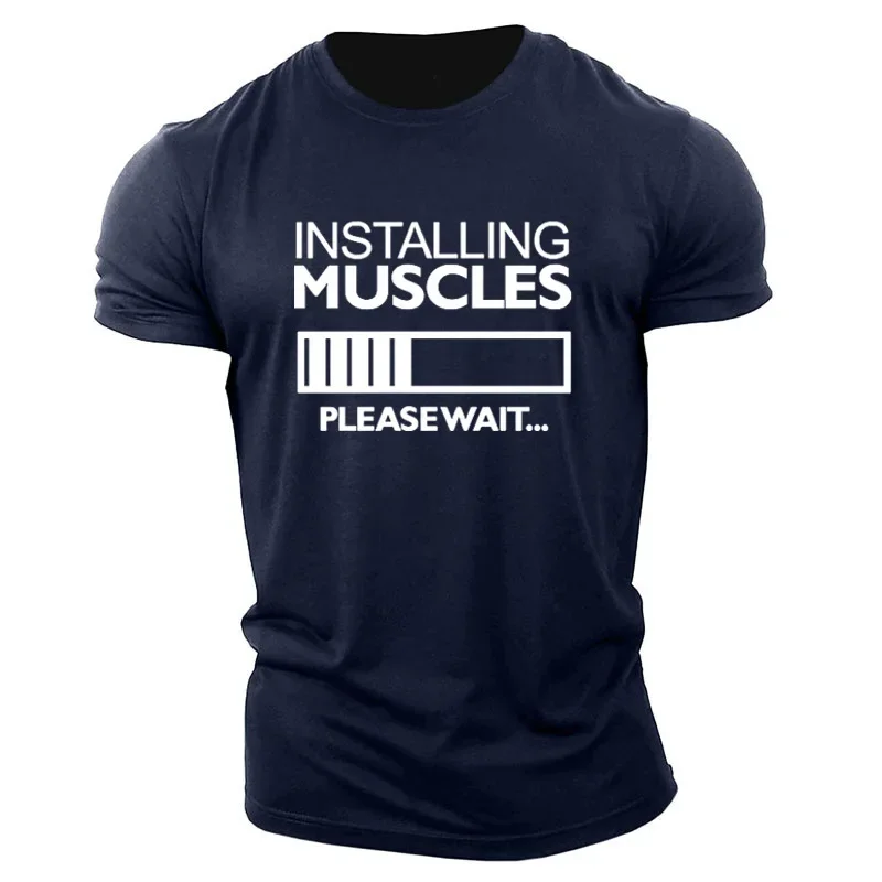 

New Fashion Men's Muscle Letter English Element T-shirt, Short-sleeved Summer Casual Sports Gym Top, 3D Printed O-neck Large-siz