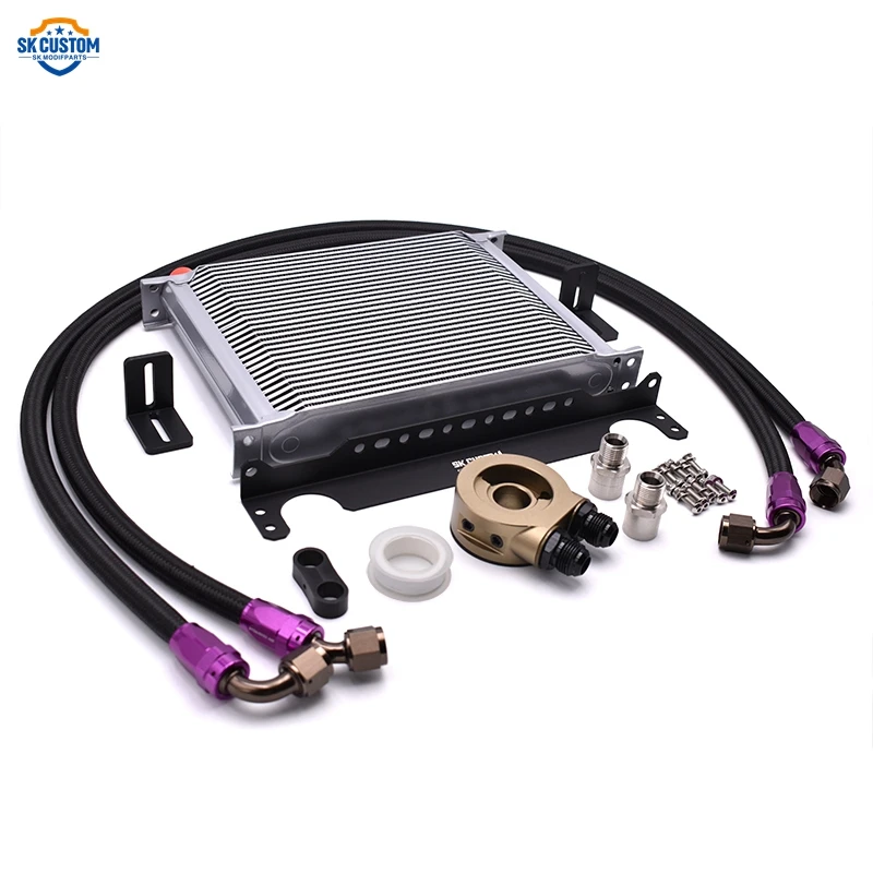 British Style Universal AN10 Oil Cooler Kit 30 Row Aluminum Oil Cooling Radiator Kit