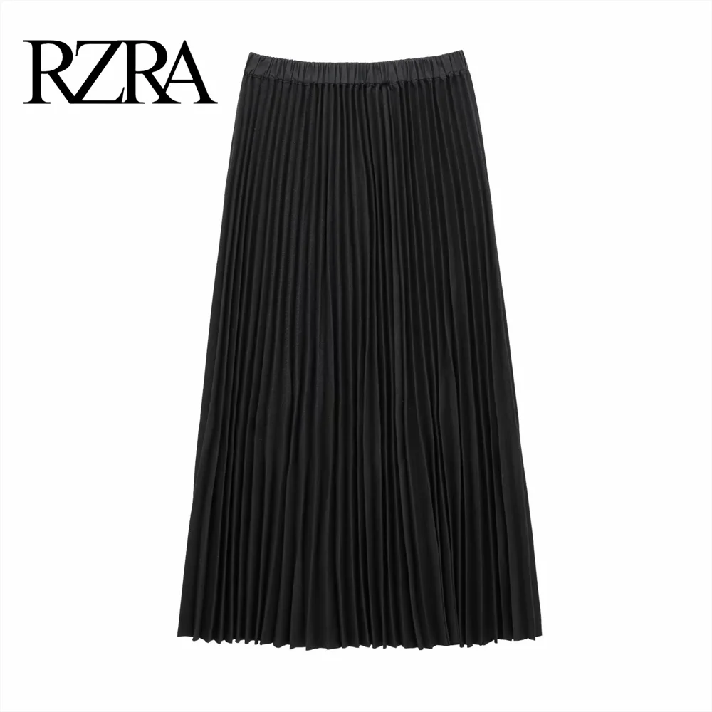 RZRA 2024 Temperament Casual All-match French Solid Color Pleated Skirt Half Skirt Winter New Women's Wear