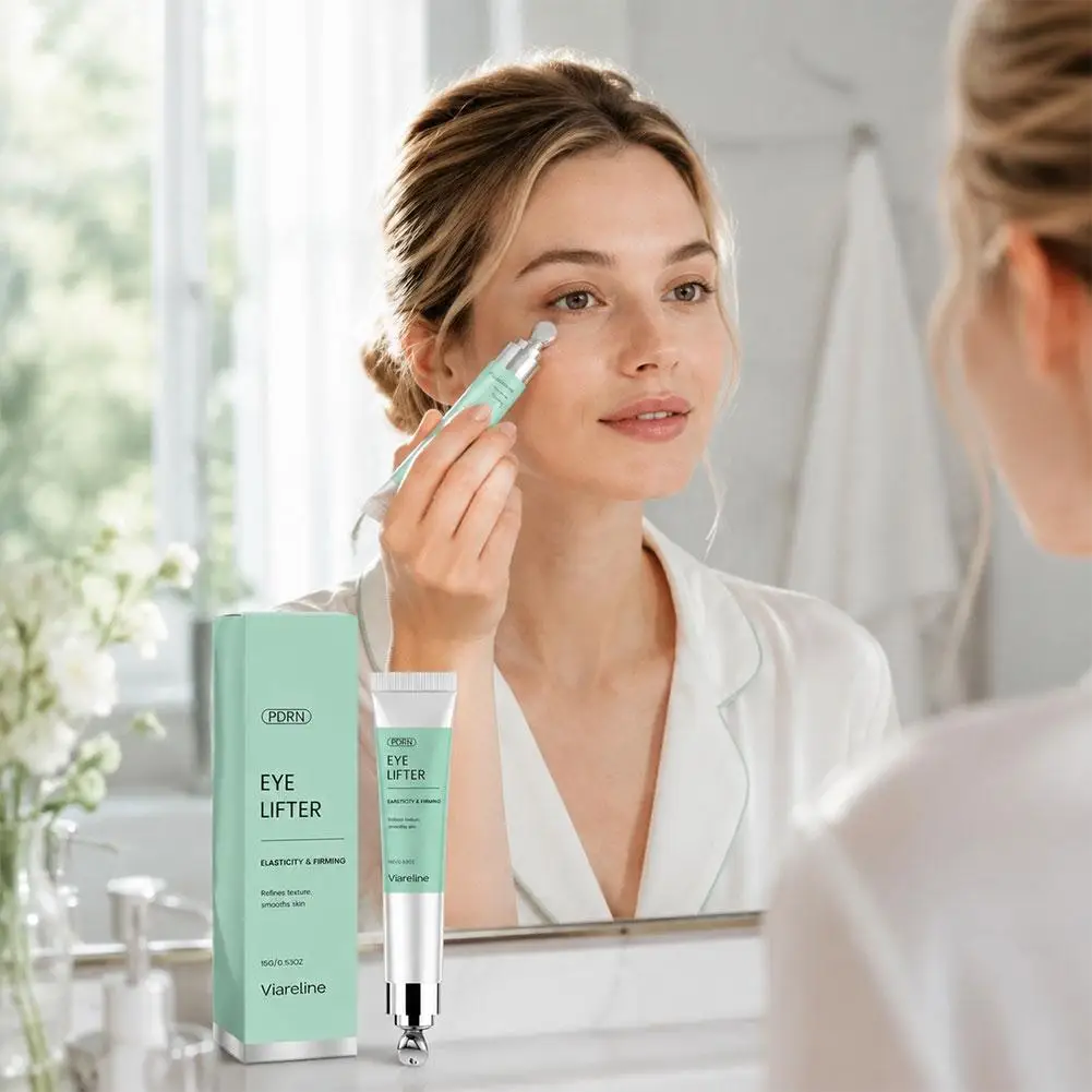 15g PDRN Under Eye Cream Moisturizing Firming Eye Care with Metal Massage Applicator for Puffiness Fine Lines Smooth Skin