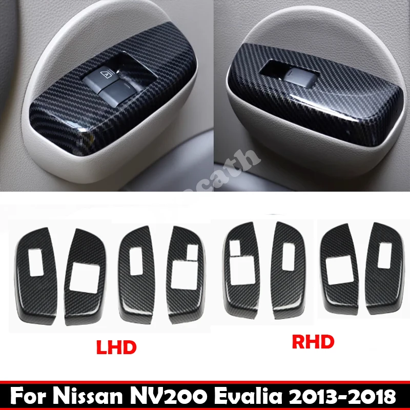 LHD RHD For Nissan NV200 Evalia 2010-2018 Door Armrest Window Lift Switch Button Cover Glass Control Frame Decorator Accessories