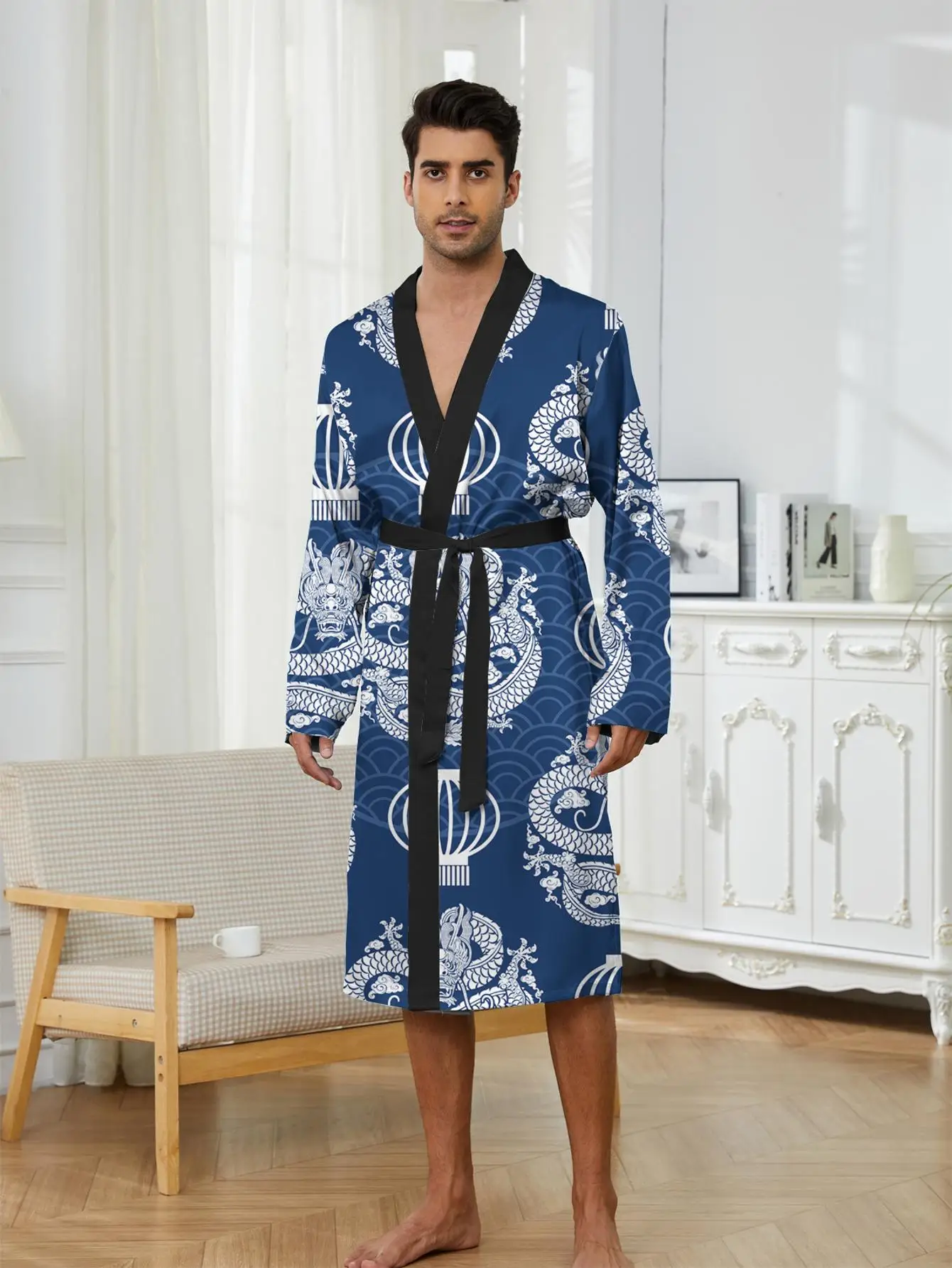 1pcs Men's Robes 2026 Spring/Summer Shower robe Graphic Robe man Breathable sleepwear 3D Printed Men's bathrobe Bathrobe man