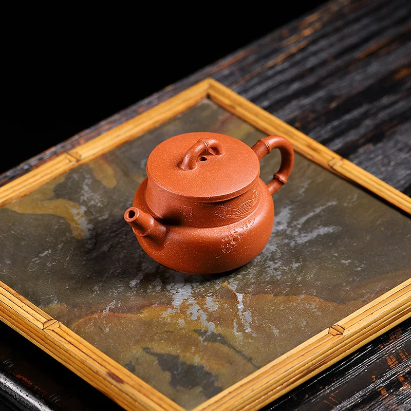 High Quality Yixing Ore Descending Slope Mud Handmade Sketch Bamboo Pot Household Purple Clay Teapot Tea Set