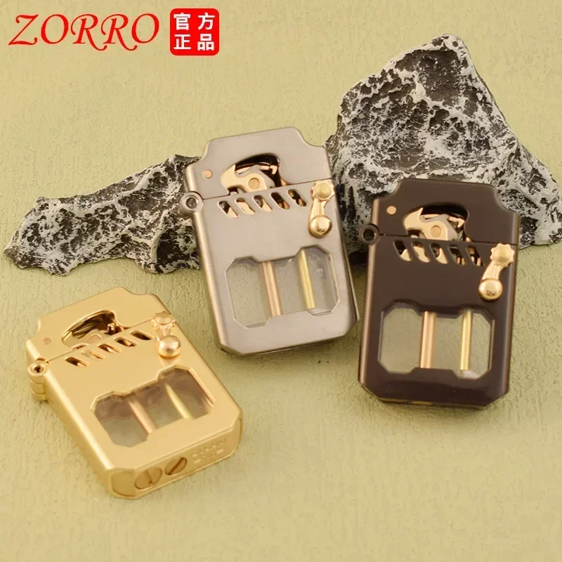 Zorro Kerosene Lighter Cyber Mecha Transparent Chamber Rocker Arm Cool Classic Torrance Fashionable Men Lighter Wholesale