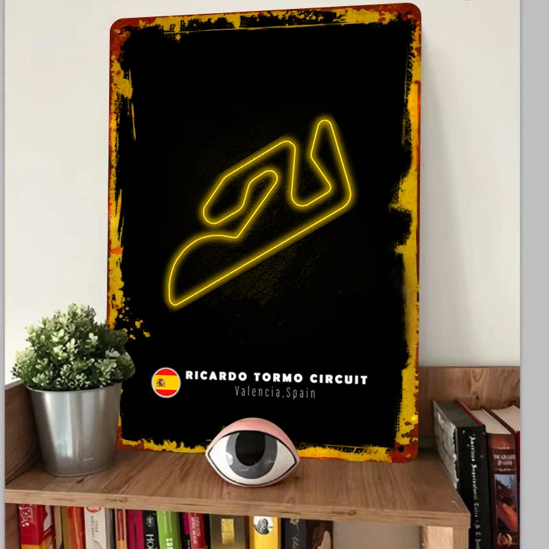 Ricardo Tormo Circuit Map Metal Wall Art Spain Valencia Race Track Decor for Living Room