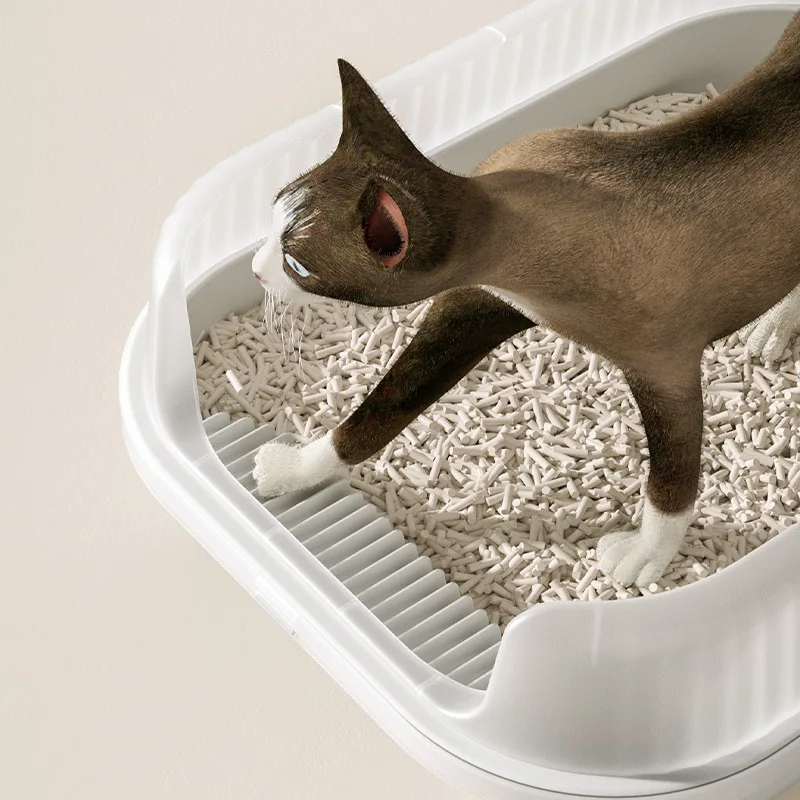 Semi-enclosed Large Cat Litter Box with Heightened Splash-proof Cat Toilet Pet Supplies