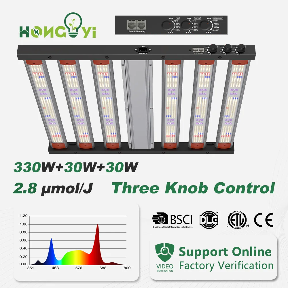 

Регулируемый светодиодный фитосветильник полного спектра 330 Вт с УФ и ИК-излучением для домашнего сада | Высокоэффективный светильник для растений