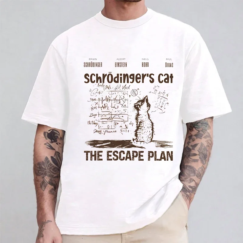 

T Shirt for Men Clothing Fashion Cat The Escape Plan Geeky Printed T Shirts Harajuku Short Sleeve Tee Casual Men's Clothing