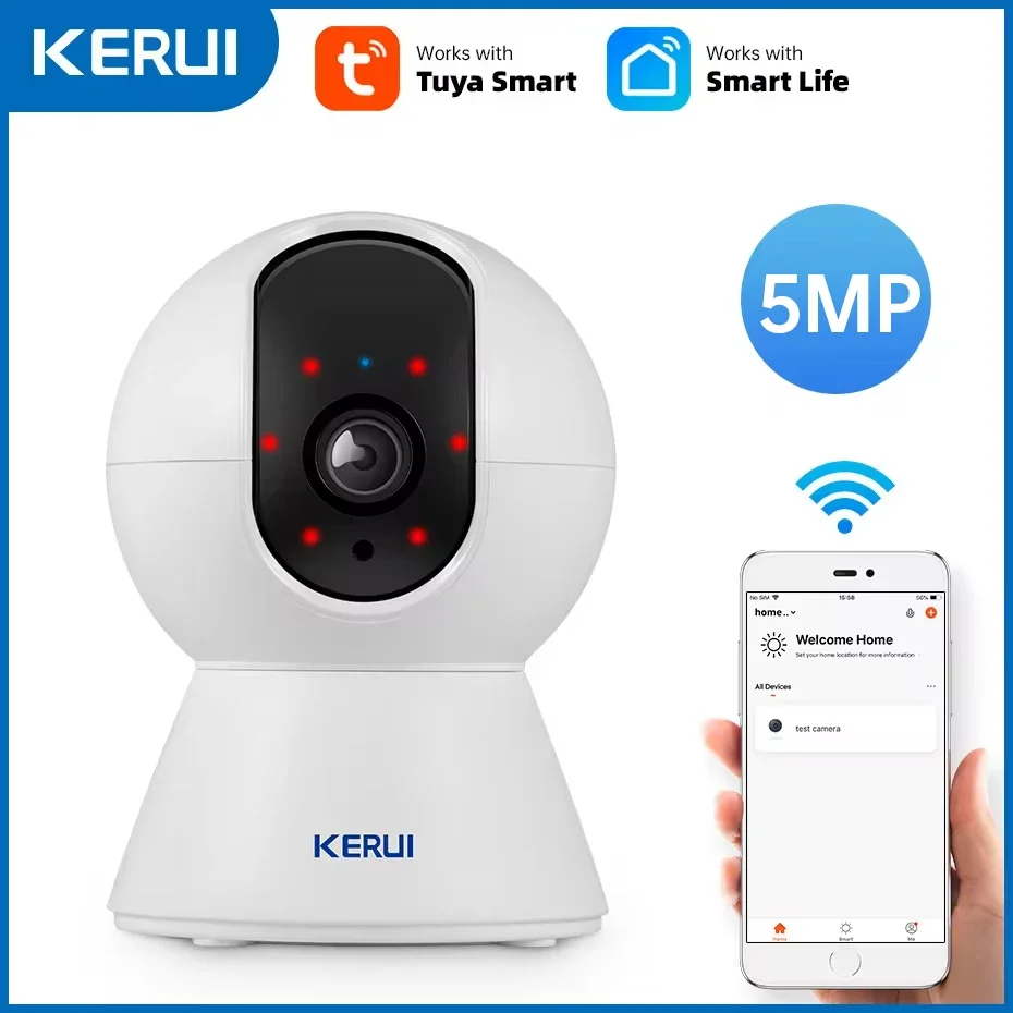 KERUI Mini Indoor Wireless 5MP Tuya Smart WiFi IP Camera Home Security CCTV Surveillance Camera With Auto Tracking