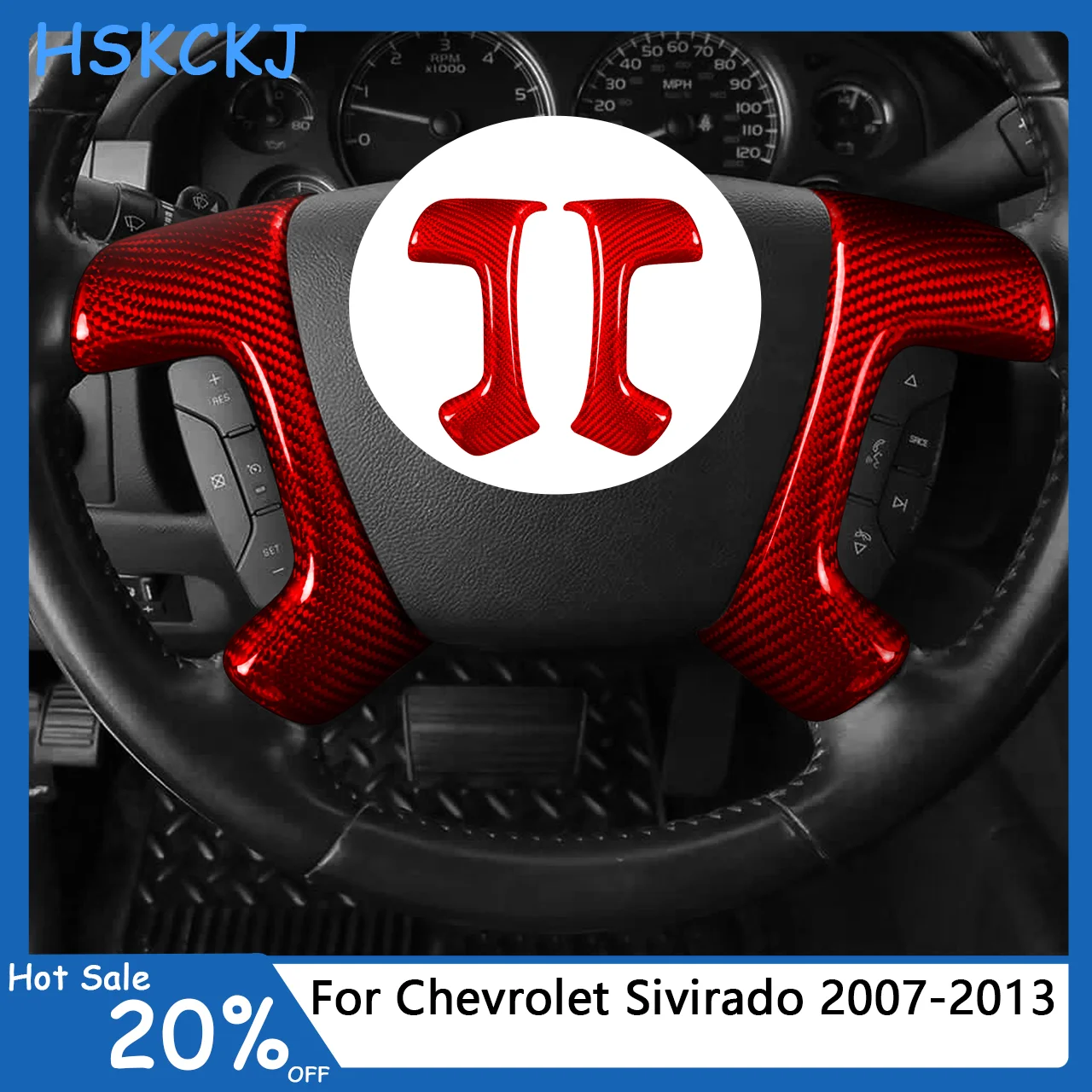 Carbon Fiber Pattern Car Steering Wheel Button Decorative Panel Sticker For Chevrolet Sivirado 2007-2013 Interior Accessories