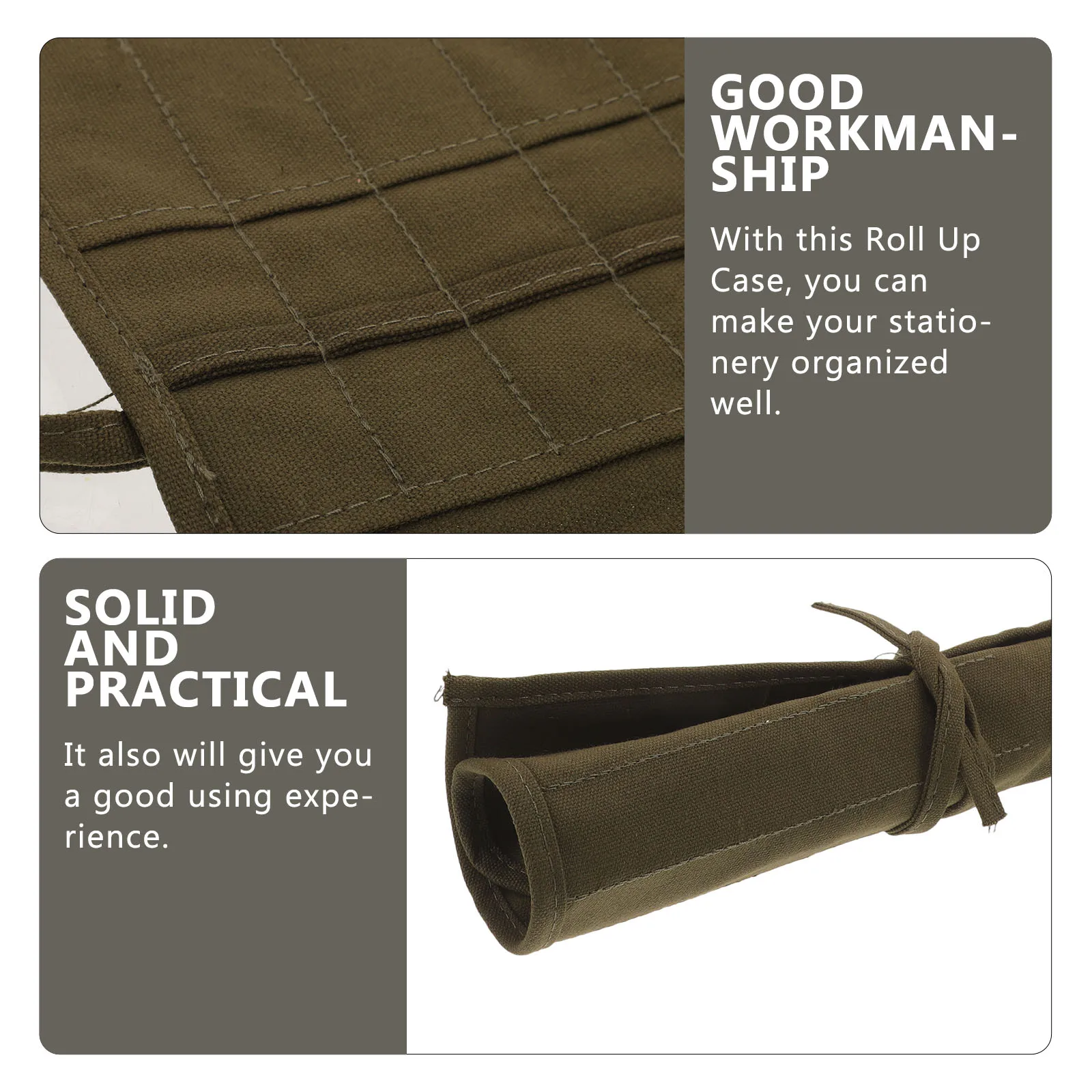 

16-Hole Canvas Paint Brush Storage Bag Military Up Pencil Case Organizer Painting Brushes Portable Art Supplies