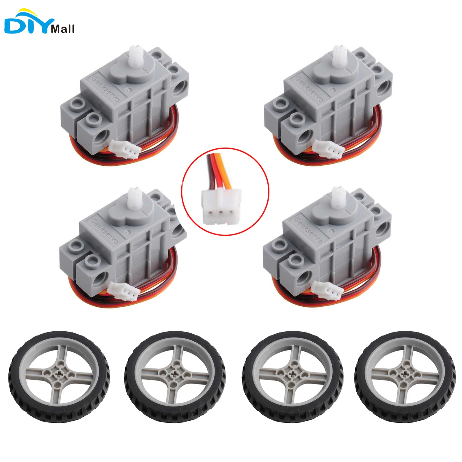 

4Pcs Geekservo 270 Degree Programmable Gray Geek Servo / Cross Axle Wheels for DIY Micro:bit Robotbit for LEGOeds Building Brick