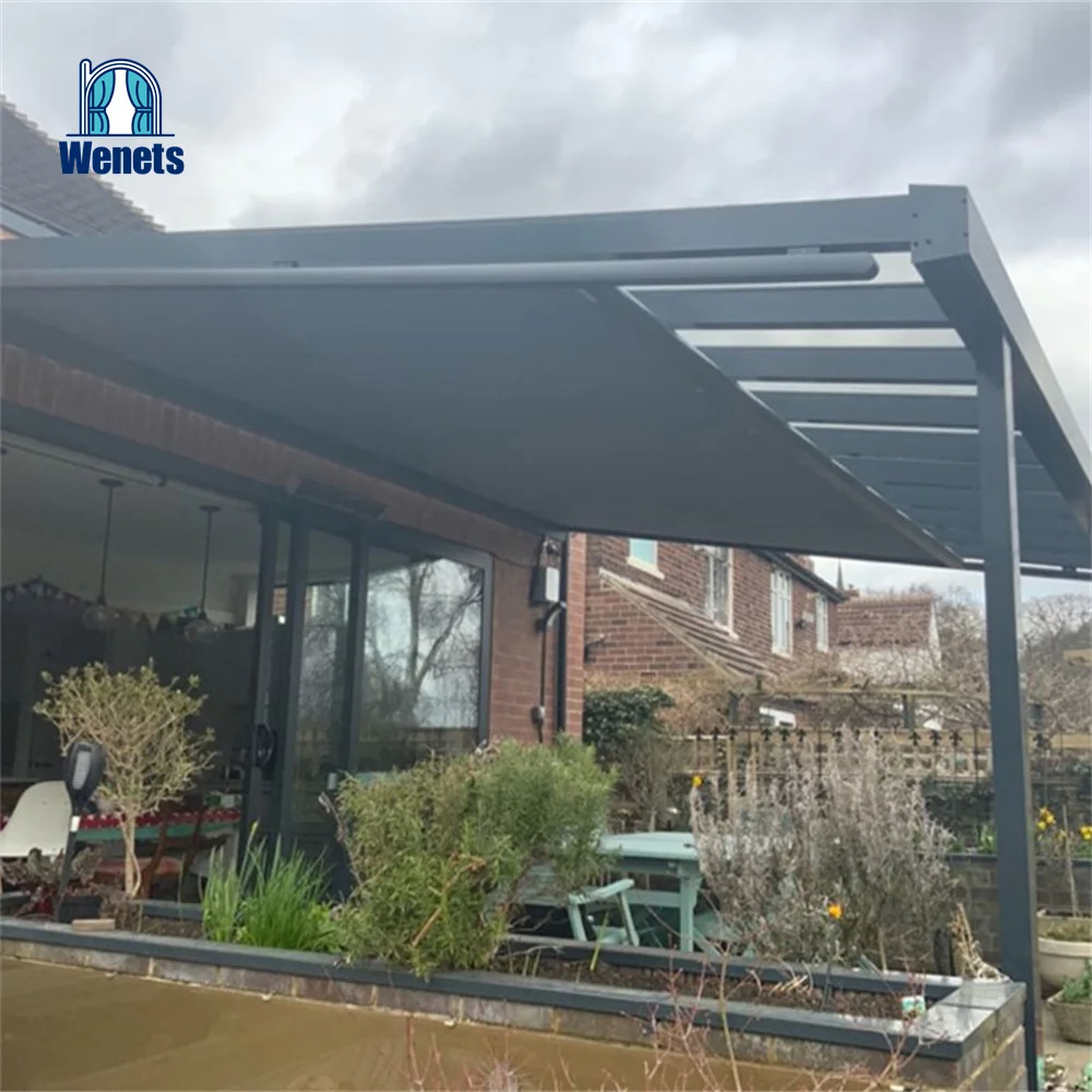 Sun Rain Protection Retractable Conservatory Awning with Aluminum Alloy Frame Acrylic Sail Sun Room Remote Control Operation
