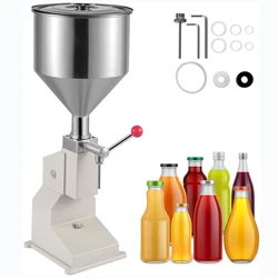 A03 Manual Liquid Filling Machine 5-100ml Adjustable Cream Filling Machine, Bottle Filler Machine with a 11.5 L Hopper