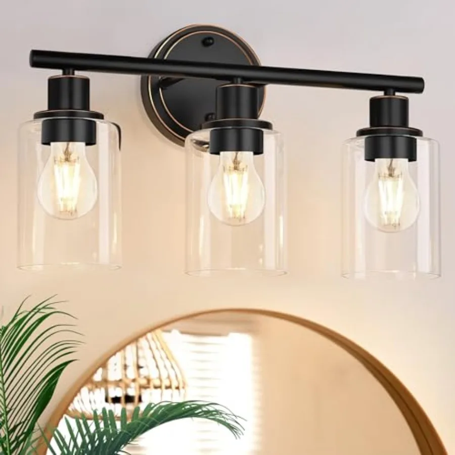 Oil Rubbed Bronze Bathroom Vanity Light Fixture Over Mirror, Oil Rubbed Bronze Vanity Lights for Bathroom Three Bulb Wall Sconc