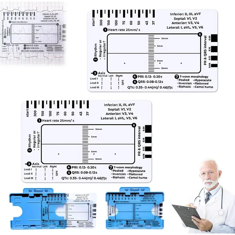 ECG 7 Step Ruler for ECG Interpretation Portable Electrocardiogram Medical Equipment Vital Signs Monitor Monitoring Device Care