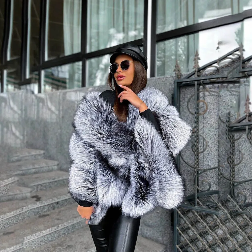 Women Winter Wedding Shawl Stole Cape Real Fox Fur Gray Wrap Shrug Scarves women's clothing trend 2024 New Capes free shipping