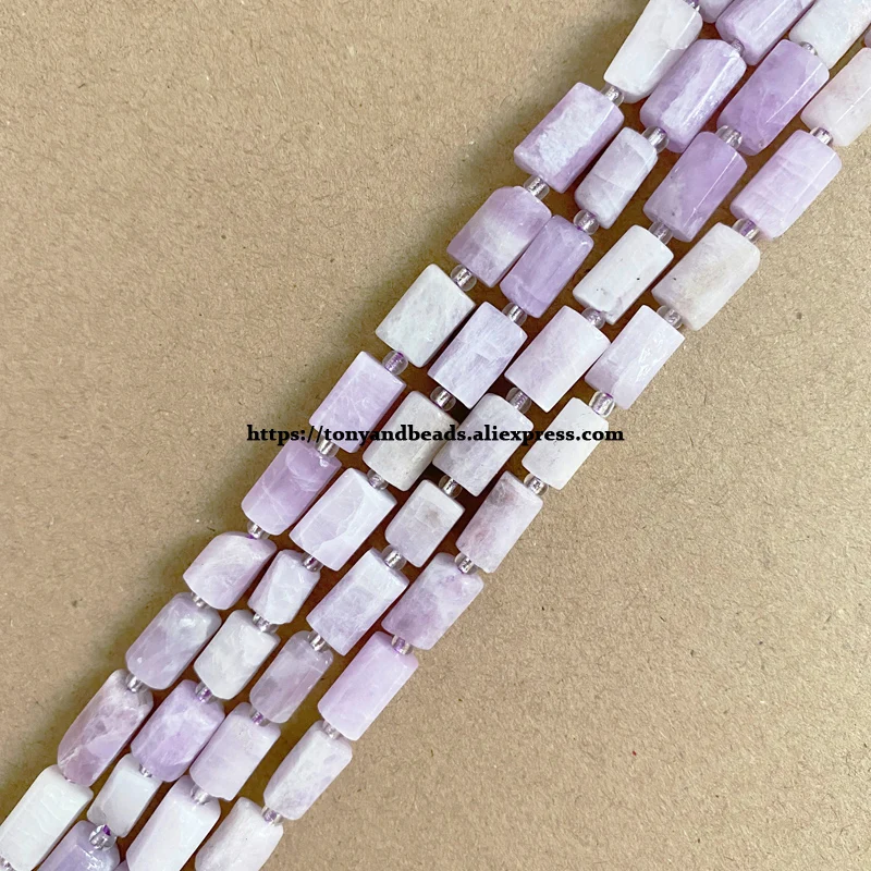 7'' Natural Faceted Madagascar Kunzite Spodumene Cylinder Spacer Stone Loose Beads For Jewelry Making DIY