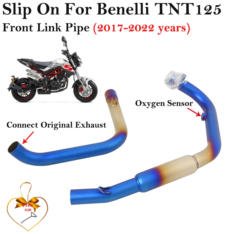 Slip-On For Benelli TNT125 TNT 125 2017 - 2022 Motorcycle 51MM Exhaust Front Middle Link Pipe Escape System Muffler