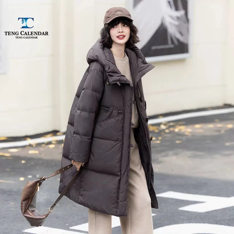 Long Down Jacket, Fashionable and Versatile Casual Hooded Thick Coat, Women's 2026 Winter New Style