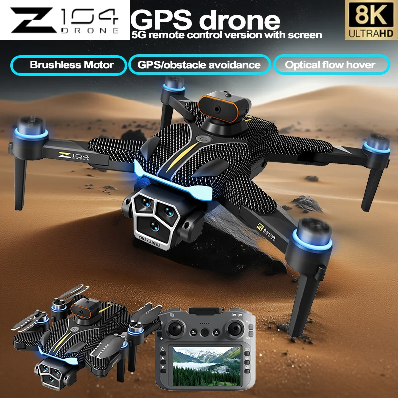 Z104 RC Drone Wide-angle 8K HD Professinal Duals Camera 4.5-inch screen remote control 360° Obstacle Avoidance Quadcopter Toys