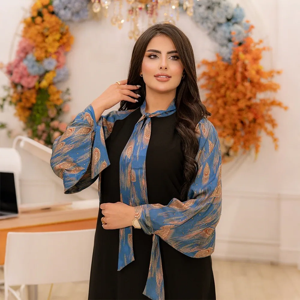 

Elegant Dubai Abaya Women Muslim Print Maxi Dress Eid Djellaba Turkey Kaftan Ramadan Islam Clothing Caftan Marocain Femme Robe