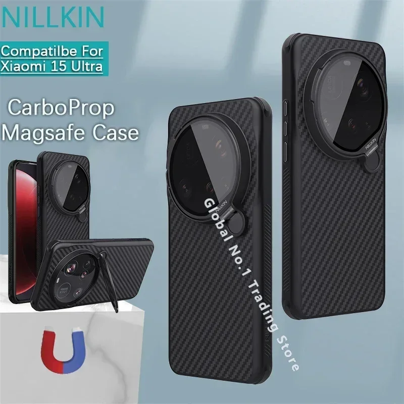 

NILLKIN For Xiaomi 15 Ultra Case TPU + PC back case shockproof magnetic phone case Magsafe lens slide bracket protective cover