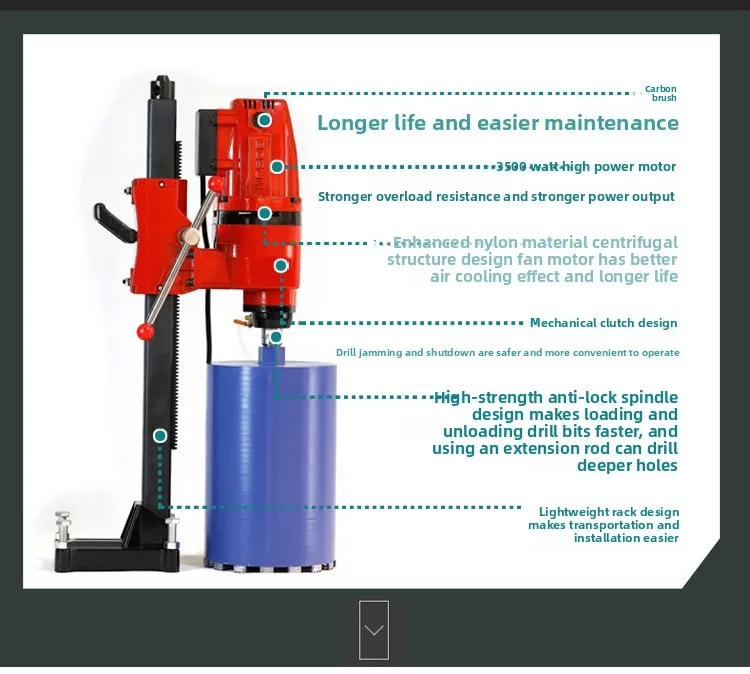 Water Drilling Machine Handheld Engineering Drilling Machine High Power Concrete Drilling