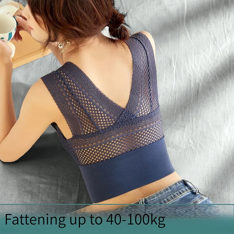

New Beauty Back Deep V Neck Bra Lace Suspenders Large Size Underwear Seamless Bottoming Anti-flight Bra Female Ropa Mujer Tops