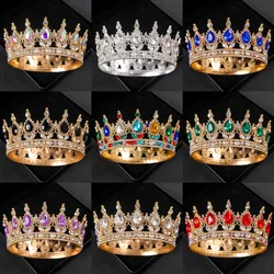 European Baroque Round Wedding Crown Bridal Pageant Rhinestone Crystal Tiaras Crown Molding Headpieces For Queens and King