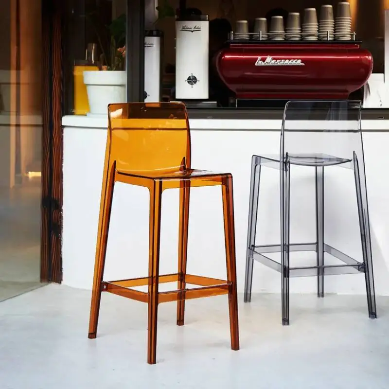 

Transparent Counter Acrylic Bar Chairs Dining Stool Reception Office Modern Bar Chairs High Nordic Muebles Bar Furniture MR50BC
