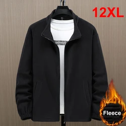 Solid Color Polar Fleece Jacket Men Winter Thcik Warm Fleece Jacket Coat Plus Size 12XL Fashion Casual Polar Fleece Coat Male