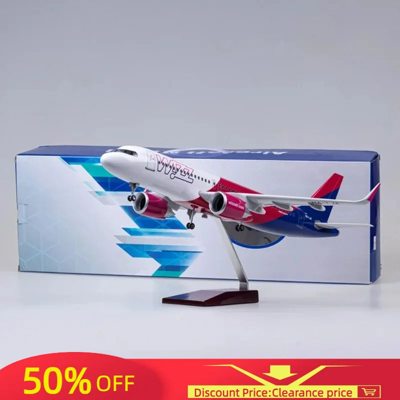 

47CM 1/80 Airplane A320NEO A320 NEO Wizz Air Airlines Model Toy Light & Wheel Landing Gear Diecast Resin Plane Model