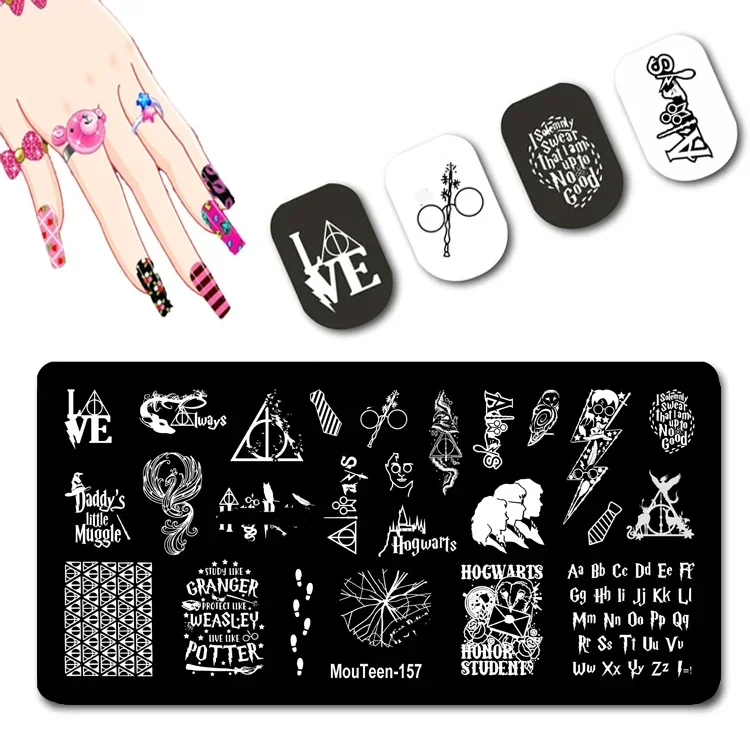 Strange School Nail Stamping Plate Little Muggle Nail Stamp Plates Cartoon Figure Nail Plates #157