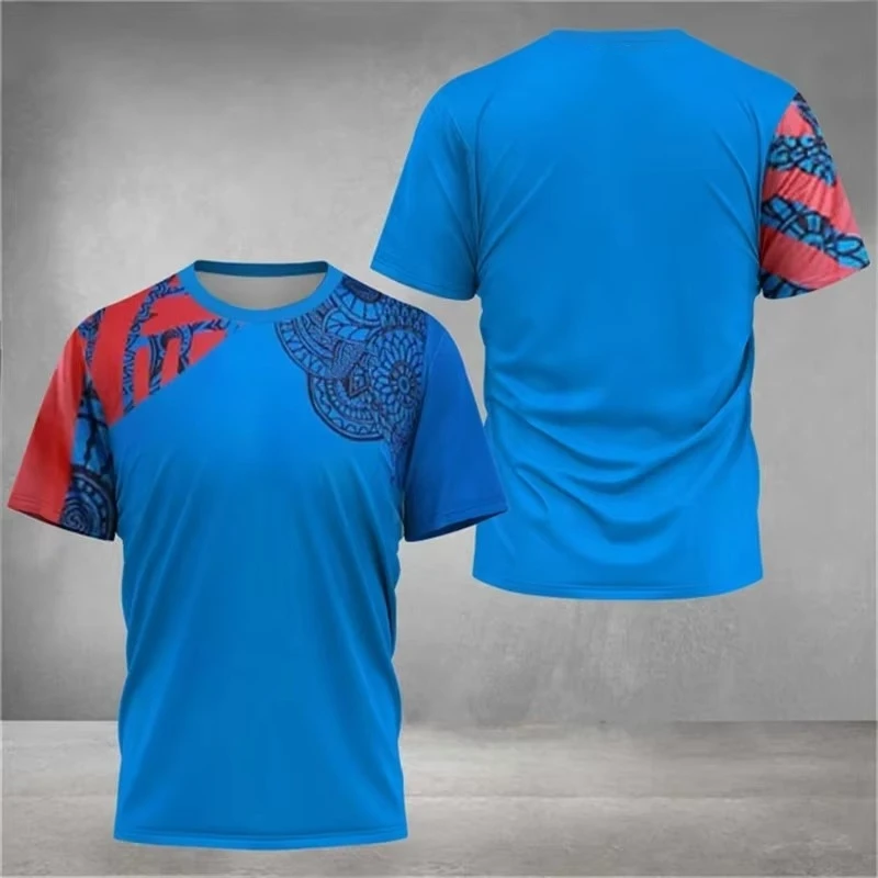Verão ginásio camisetas masculinas tripulação pescoço manga curta impressão colorida tênis correndo camiseta conforto casual ao ar livre roupas esportivas topos