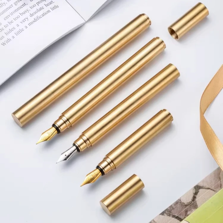 

Brass Metal Pen Mini Portable Schmidt Portable Writing Office German EF/F Nib Gift Metal Pocket Germany Fountain Pens