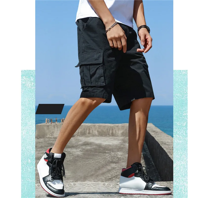 2023 New Summer Men Trend Cargo Shorts Men's Letter Print Pocket Shorts Fashion Casual Straight Shorts Male Ropa Hombre