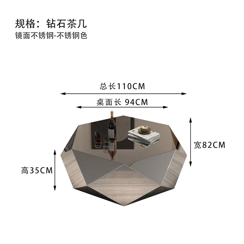 الراقية غرفة المعيشة المنزل مصمم ضوء الفاخرة الحديثة الحد الأدنى على شكل خاص الفولاذ المقاوم للصدأ الماس طاولة القهوة الخفيفة Luxu #6