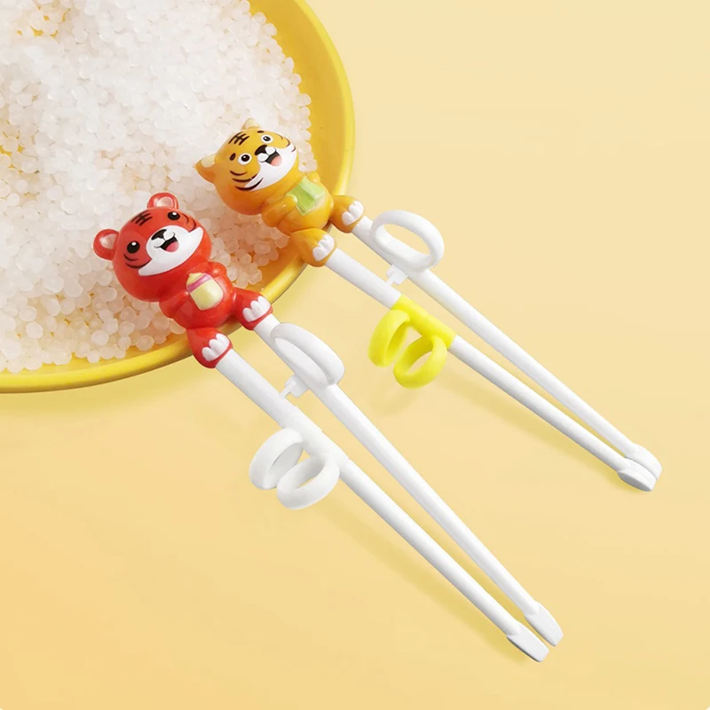 1Pair Chopsticks For Kids Cartoon Tiger Learning Chop Sticks Reusable Training Chopsticks Cute Children Tableware Set