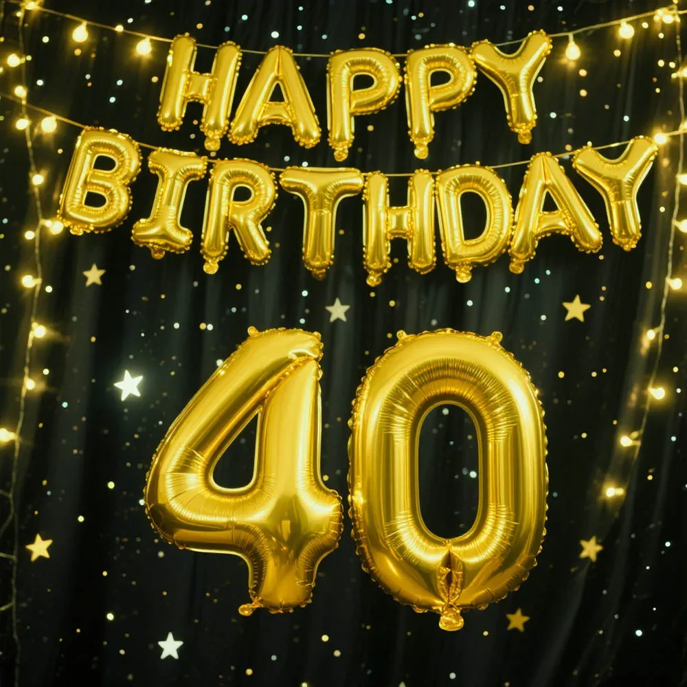 Goldene Happy Birthday Zahlen-Folienballons Erwachsenen-Partydekoration für Männer und Frauen 10 11 12 15 18 25 30 40 50 60 Jahre Alt – Detail 1