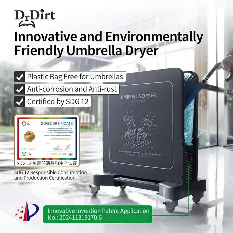 Commercial Manual Square Umbrella Dryer Dark Gray Microfiber Rainwater Remover Pad Environmental Protection Drying Mat for