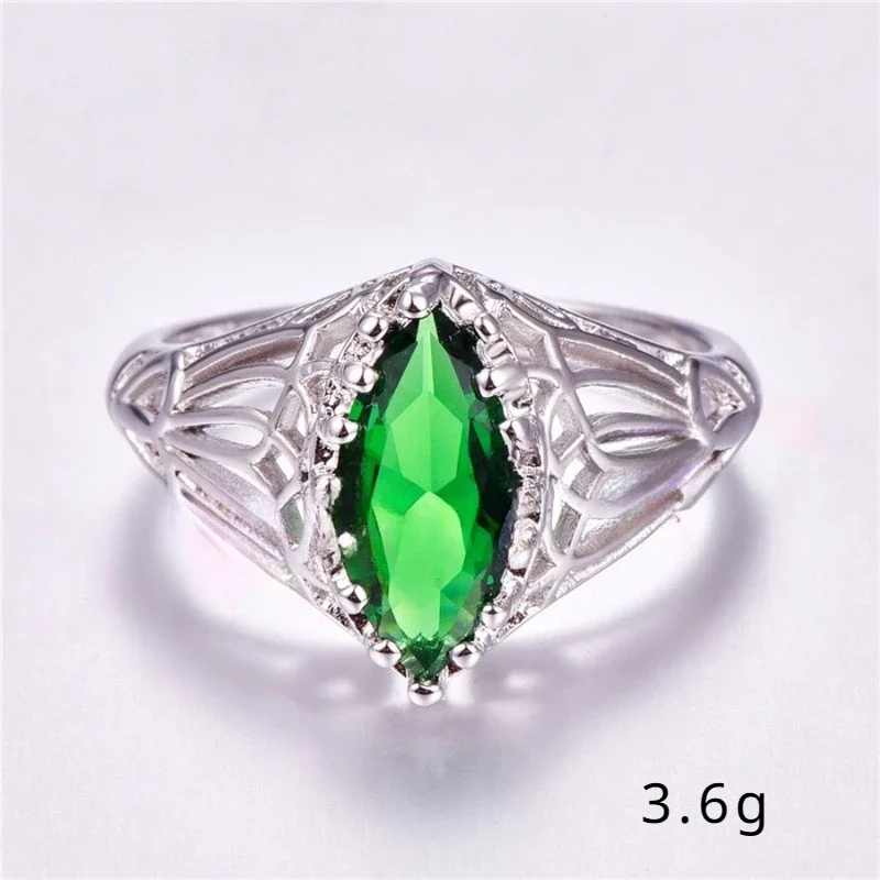 New Horse Eyed Grandmother Emerald Hollow Ring Pattern Personalized Simple Women's Ring