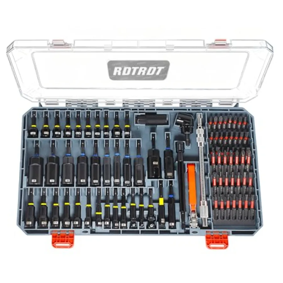 

86-Piece Magnetic Impact Nut Driver Set SAE/Metric with Right Angle Drill Driver Socket Adapters Bit Holder Wing Nut Driver Rat
