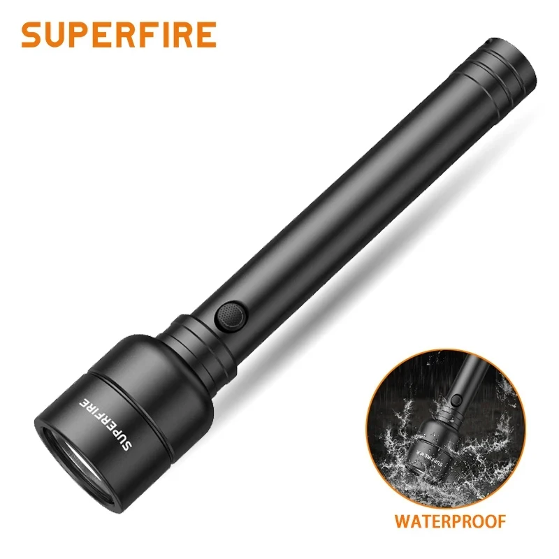 SUPERFIRE USB C 충전식 LED 손전등, 20W 고출력 조명, 5000LM SH-S14 토치, 캠핑 사냥용 21700 배터리