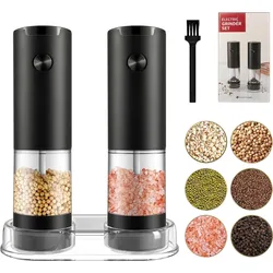 Electric Salt and Pepper Grinder Set, Automatic Mill, Adjustable Coarseness, Convenient One-Hand Operation