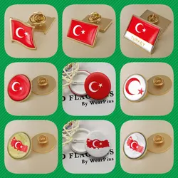 Turkey Turkish Map Flag National Emblem National Flower Brooches Badges Lapel Pins