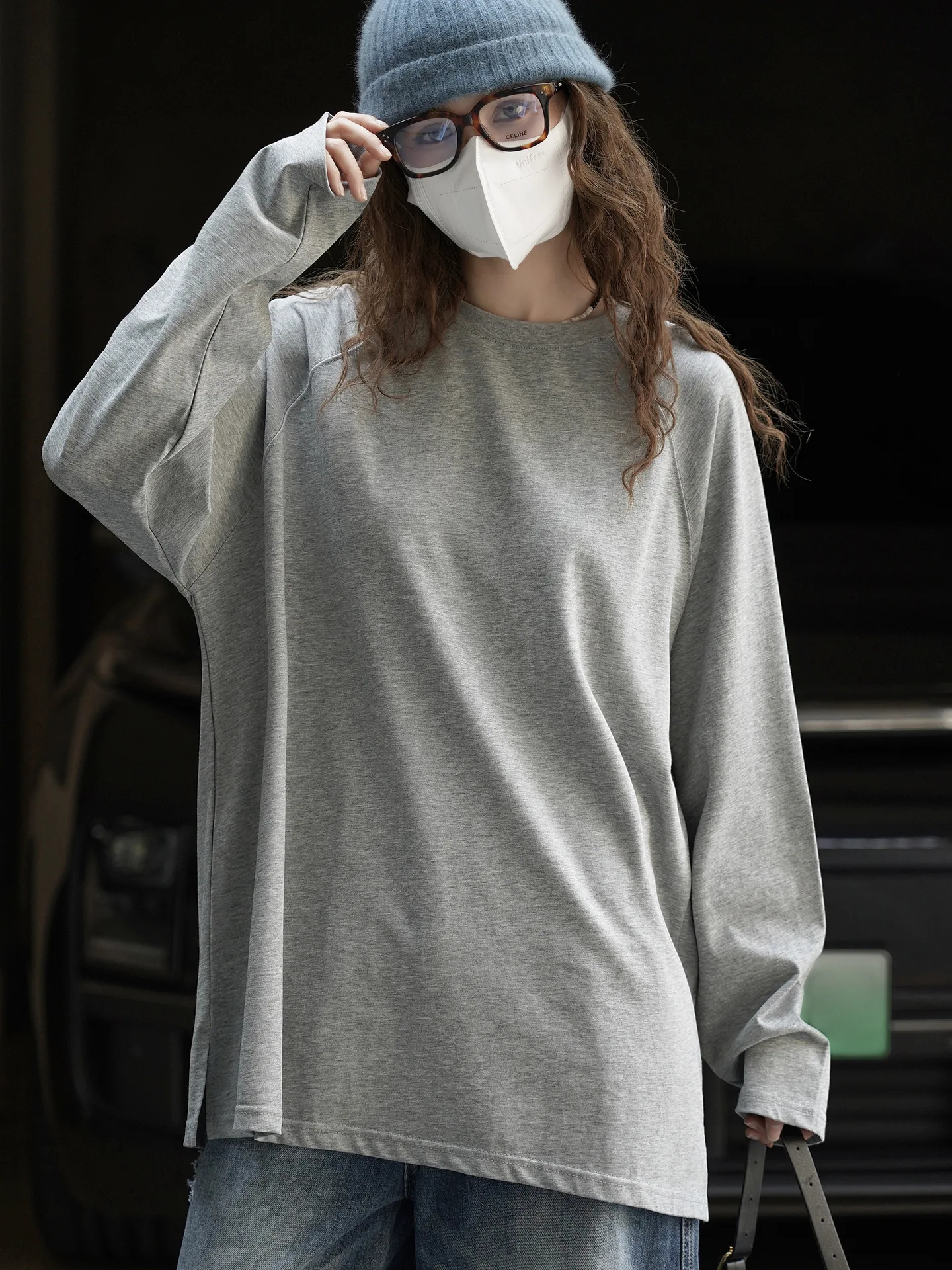 Herbstliches neues minimalistisches Langarm-T-Shirt im koreanischen Stil mit lockerem, lässigem Oberteil für Damen